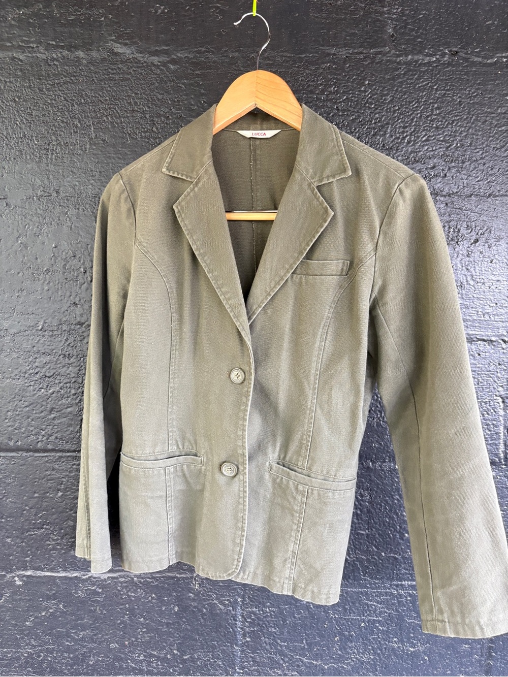 Lucca Women’s Olive Green Cotton Blazer Jacket Size M